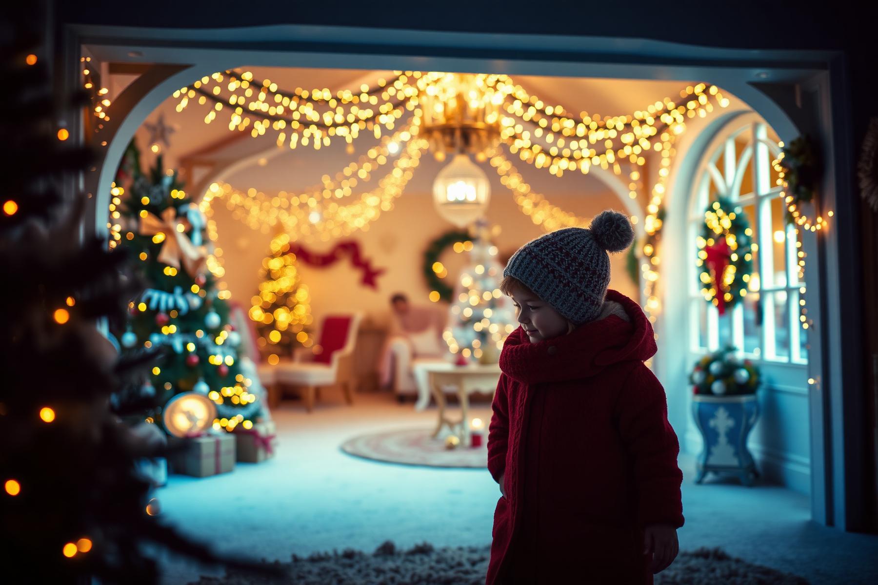 Een magisch versierde ruimte met kaarslicht voor kinderen